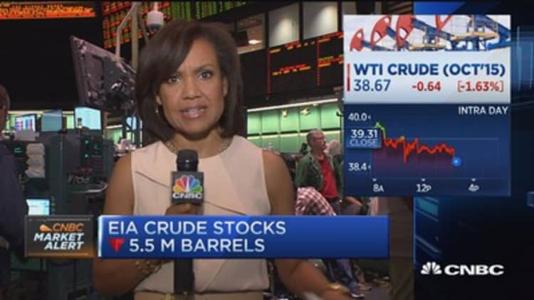 Oil closes down, near $38/barrel