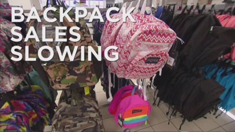 Backpack sales slumping
