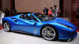 The new Ferrari 488 Spider at the Ferrari stand at the 2015 IAA Frankfurt Auto Show during a press day on September 16, 2015 in Frankfurt, Germany.