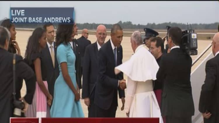 Pope Francis sets foot on US soil for first time