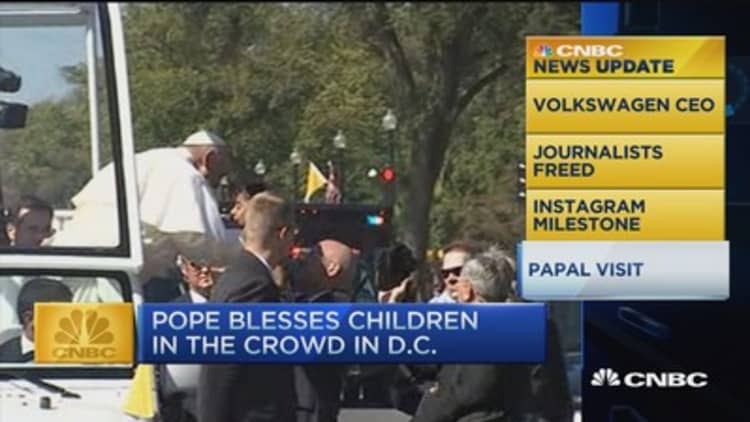 CNBC update: Pope blesses children in DC