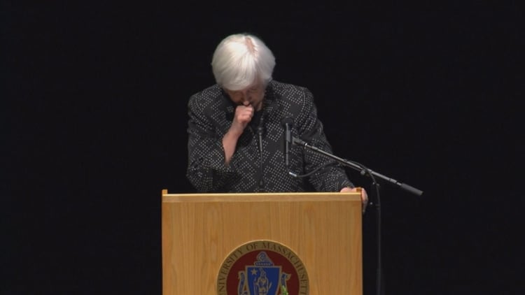 Janet Yellen cuts speech short