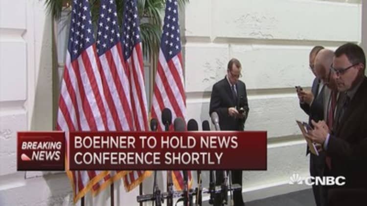 What was behind Boehner's resignation announcement?