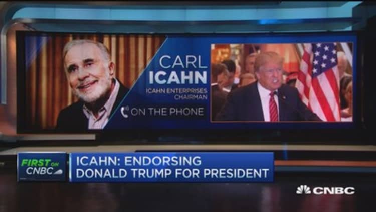 Icahn endorses Trump for president