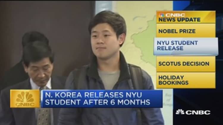 CNBC update: N. Korea releases NYU student