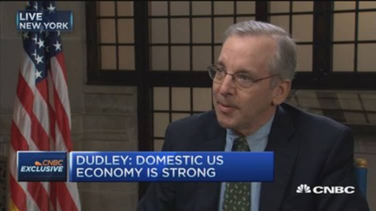 Lack of inflation is a concern: Fed's Dudley 