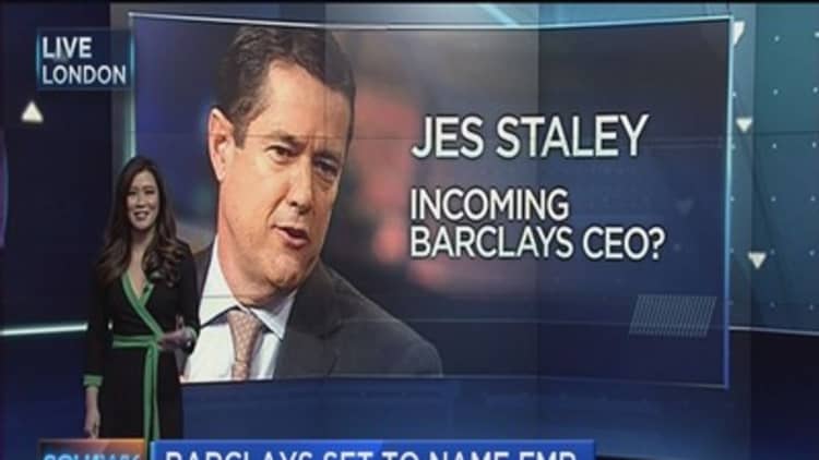 Barclays to name Jes Staley CEO