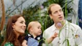 Prince William (R) and Catherine, Duchess of Cambridge (L) with Prince George during a visit to the Sensational Butterflies exhibition at the Natural History Museum in London.