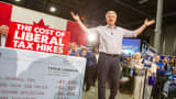 Conservative leader Stephen Harper speaks to supporters at a rally in London, Ontario on October 13, 2015