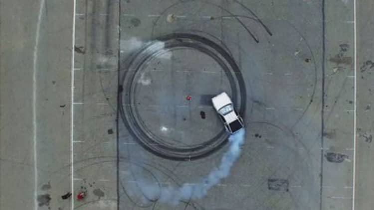 This DeLorean can drift and do donuts without a driver