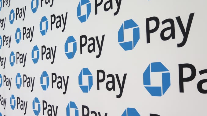 Reusable CNBC: Chase Pay logos at Money 20/20 event
