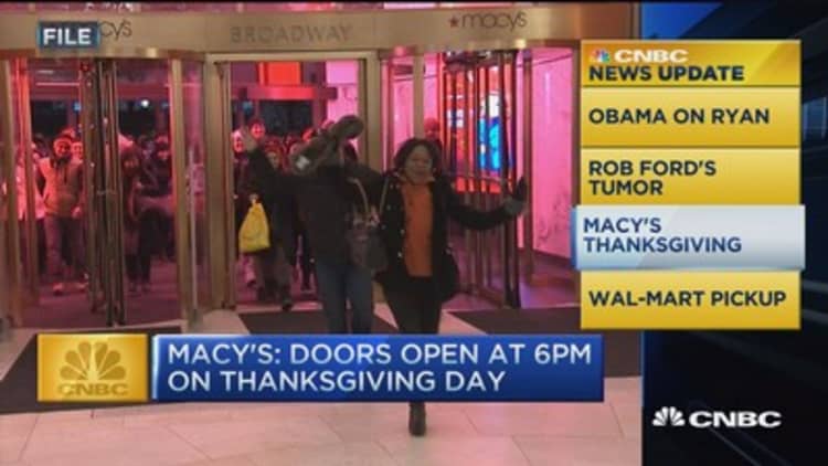 CNBC update: Macy's open on Thanksgiving