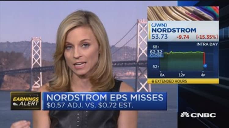 Nordstrom shares tank 16% on earnings miss