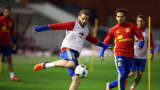 Spain's Nacho Fernandez takes part in a training session on November 16, 2015 in Brussels, on the eve of an UEFA Euro 2016 friendly football match against Belgium.