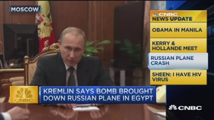 CNBC update: Russia admits bomb brought down plane