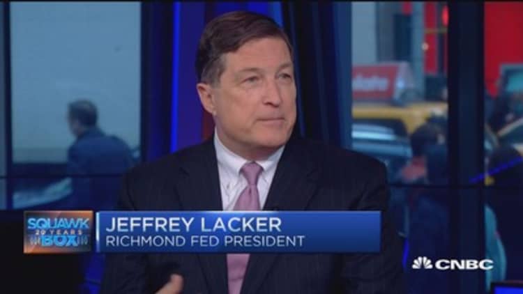 Jeffrey Lacker:  View unchanged on rates