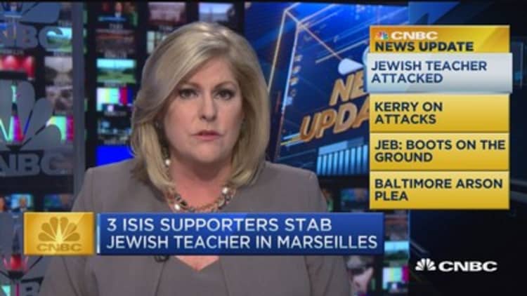 CNBC update: Three ISIS supporters stab Jewish teacher