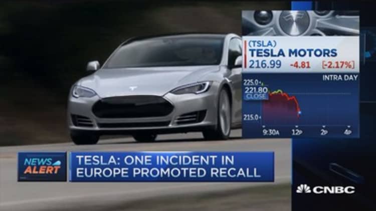 Tesla shares slip on 90,000 car recall