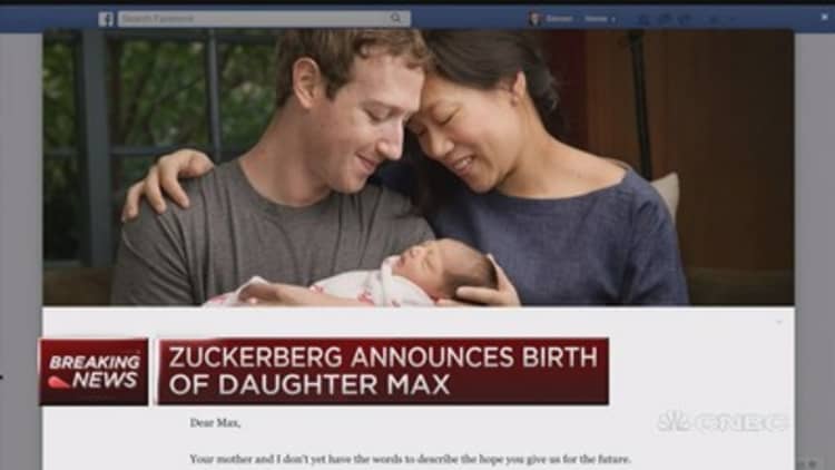 Zuckerberg announces birth of daughter Max