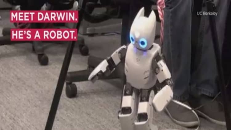Watch Darwin the robot try to take his first steps