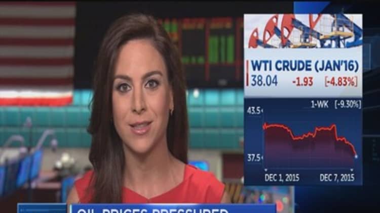 Crude prices below $39
