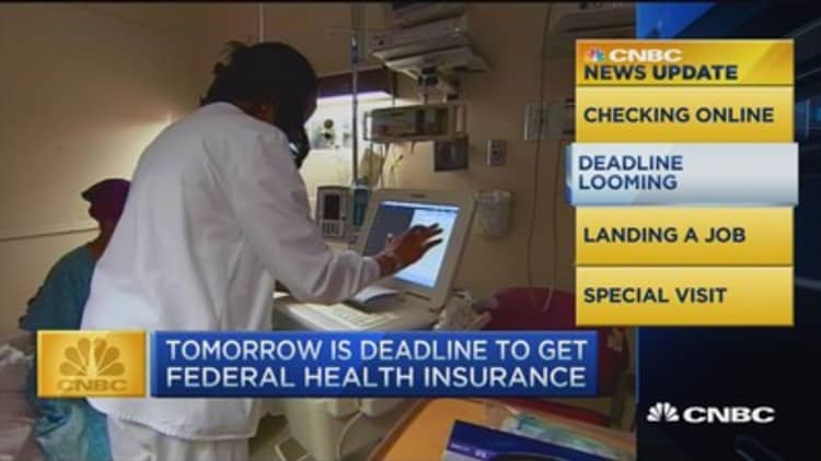 CNBC update: Federal health insurance deadline