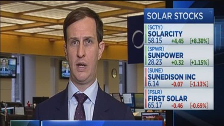 Shares of Solar City up more than 50% this week