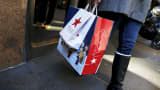 Shoppers leave the Macy's Herald Square store in New York City.