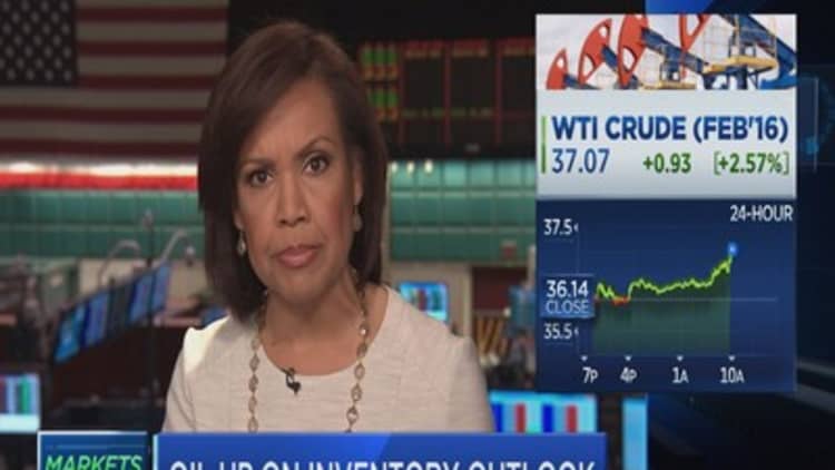 Oil up on inventory outook