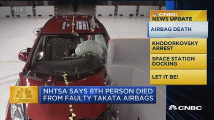 CNBC update: Faulty Takata airbags kills 8th person 
