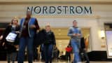 Customers exit a Nordstrom department store in Christiana, Delaware.