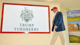 Donald Trump visits his Scottish golf course Turnberry on July 30, 2015 in Ayr, Scotland.