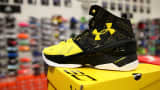 Stephen Curry Under Armour basketball shoe is displayed in San Rafael, California.