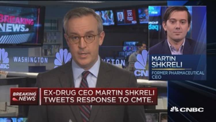 Ex-drug CEO Shkreli tweets response to House committee