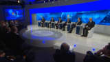CNBC's panel on Europe's financial future with Geoff Cutmore, Francisco González, Lord Jonathan Hill, Pier Carlo Padoan, Benoît Coeuré and Axel A. Weber.