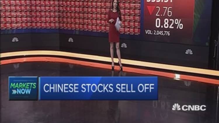 Stocks trade lower as China tanks 6%