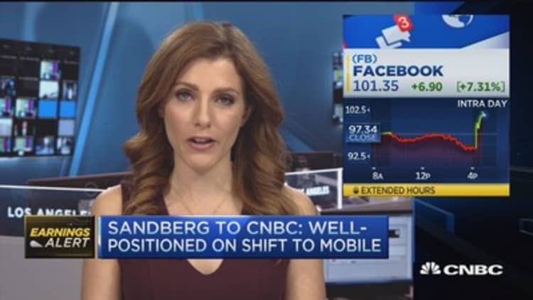 Sandberg to CNBC: Well-positioned on shift to mobile 