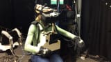 CNBC's Mary Thompson training for a virtual spacewalk.
