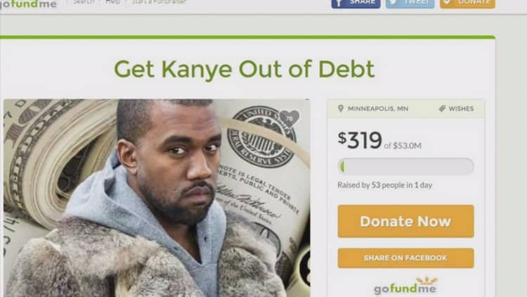 Crowdfunding page to get Kanye out of debt