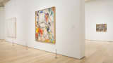 Installation view of The New Contemporary, including: Willem de Kooning's Interchanged, 1955., and Jackson Pollock's Number 17a, 1948.