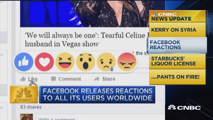 CNBC update: Facebook reactions go live