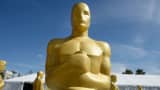 An Oscar statue is seen for the Annual Academy Awards in Hollywood.