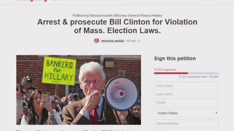 Petition calling for Bill Clinton arrest