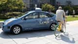 Google self-driving car at the Google headquarters