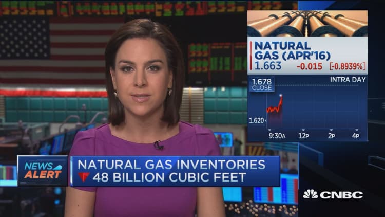 Nat gas inventories down