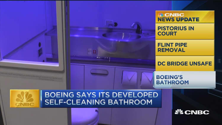 CNBC update: Boeing's self cleaning bathroom 