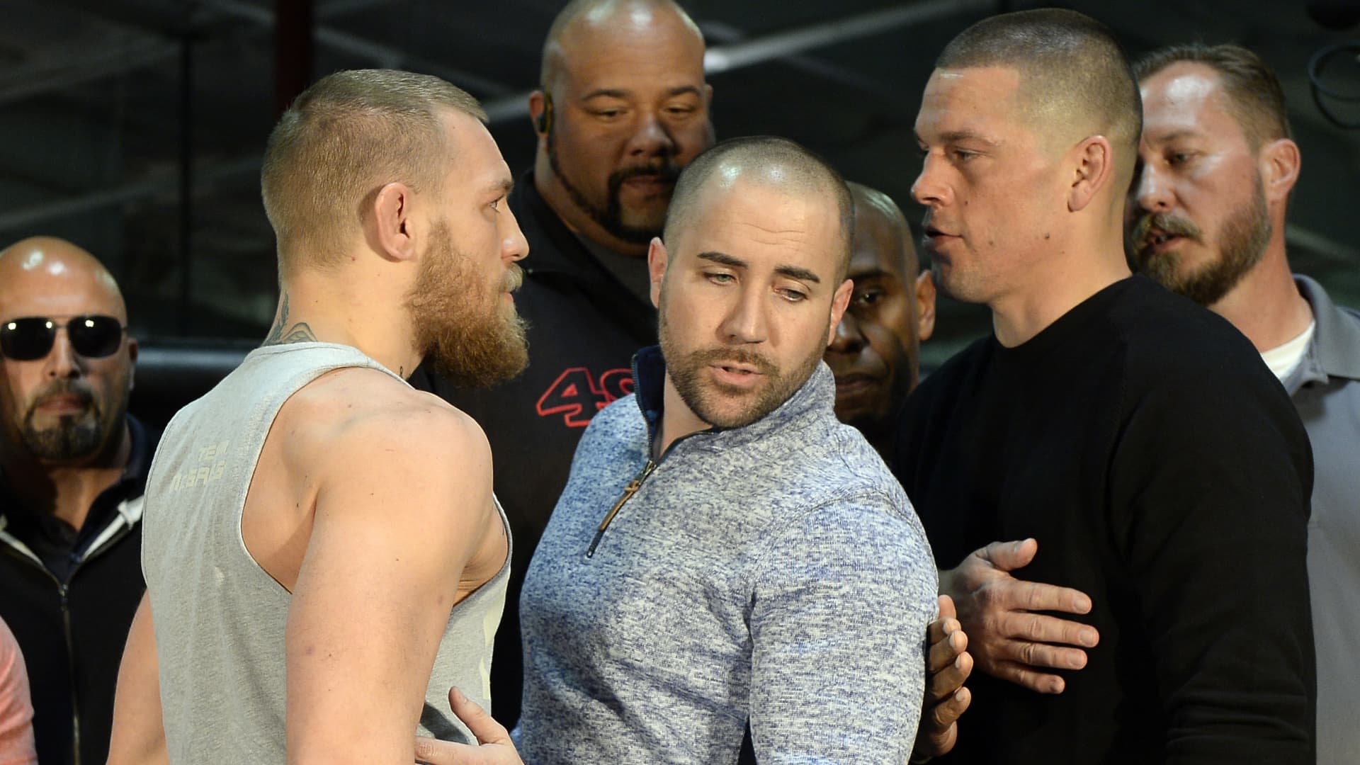 UFC's McGregor, Diaz trash talk each other, then one walks out