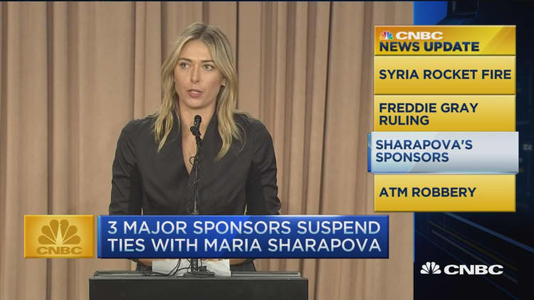 CNBC update: Sharapova's sponsors suspend ties 