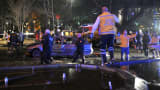 Emergency workers respond at the scene of the explosion in Ankara.
