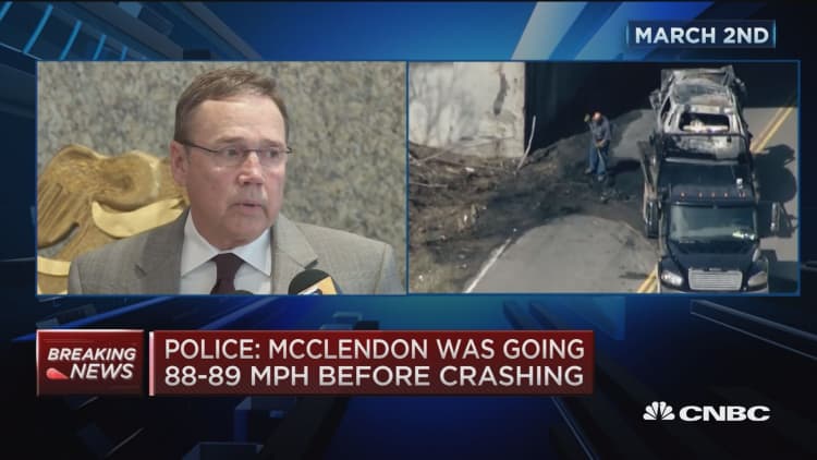 Police: McClendon was going 88-89 MPH before crash 